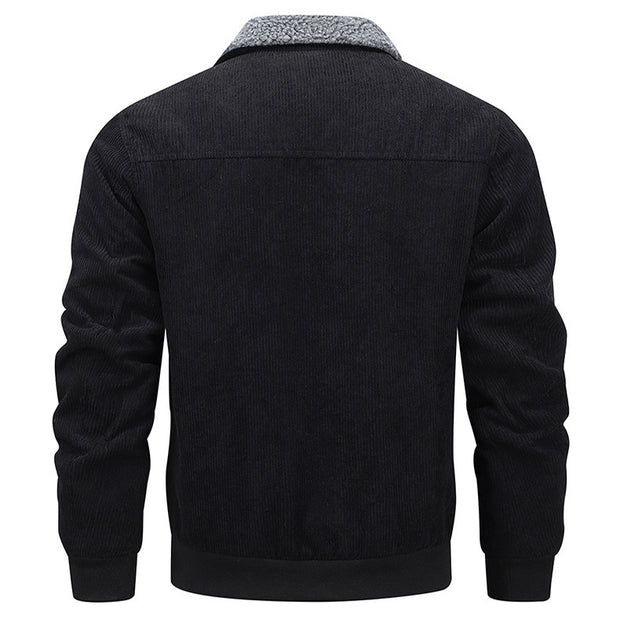 Winter Lapel Fleece Jacket With Pockets Warm Thicken Cotton Coat Men's Clothing