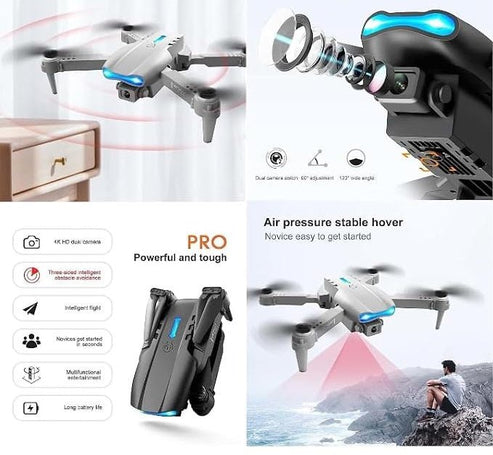 E88 Pro Drone with 4K HD Dual Camera/WiFi FPV, Foldable RC Quadcopter, Auto Hover, Altitude Hold, Headless Mode, App Control,